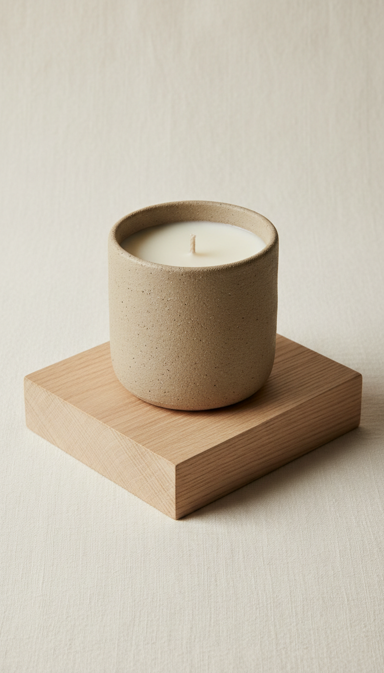 Candela di soia in ceramica grezza